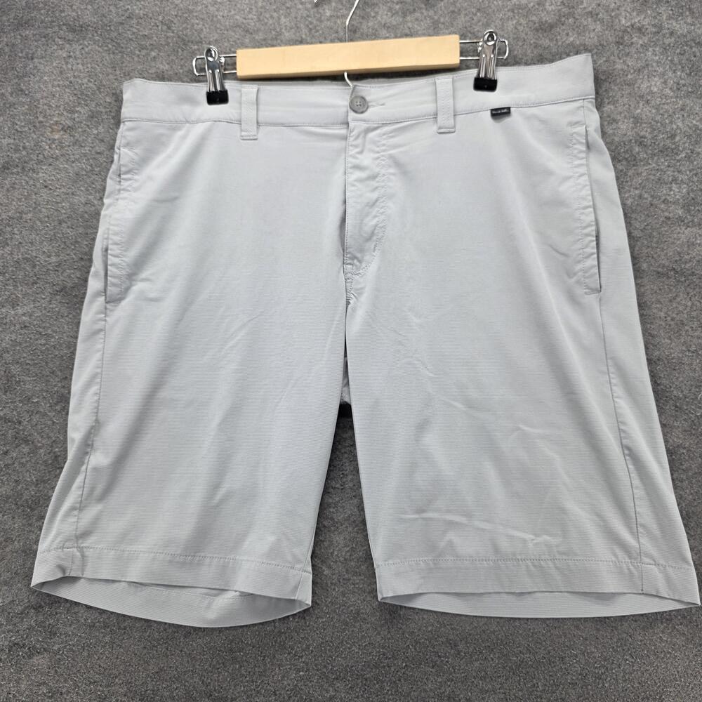 TravisMathew Shorts Mens 36 Light Gray Performance Golf Stretch Flat Front Chino